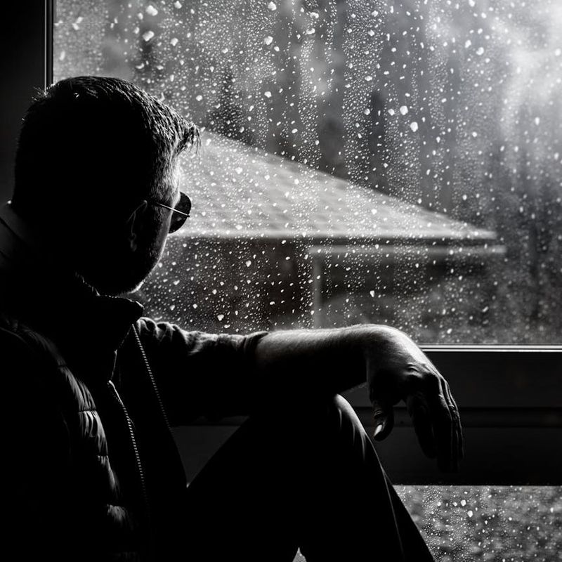 Person sitting in a calm meditative pose by the window.
